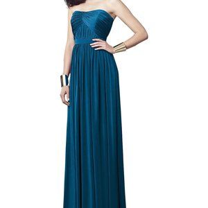 Dessy Estate Blue Strapless Maxi Bridesmaids Dress